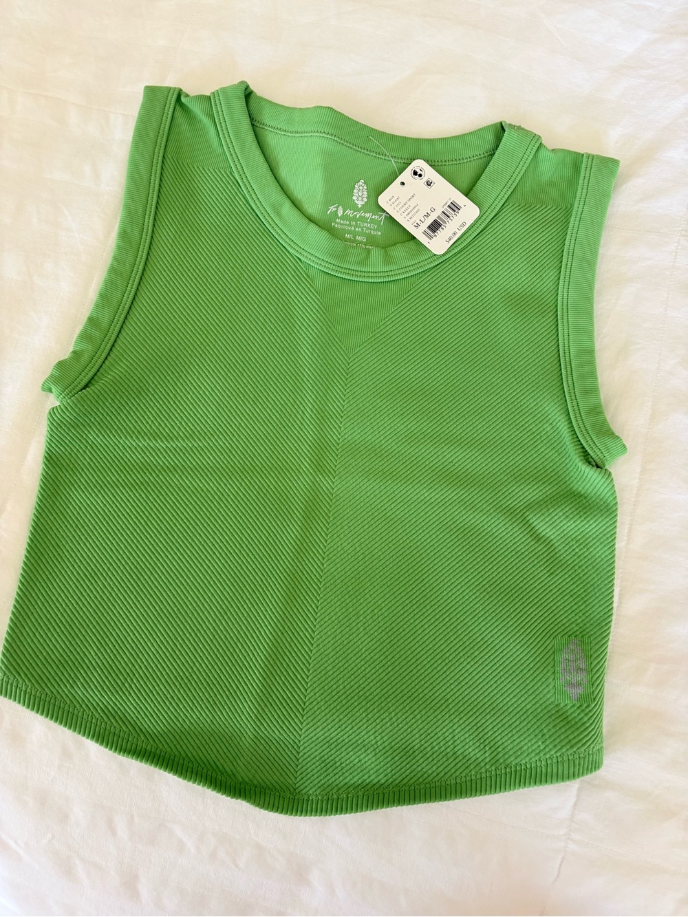 FP Movement by Free People Bright Green Ribbed Tank Top